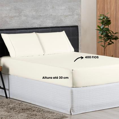 Imagem de Lençol com Elastico Queen 400 Fios Lençol de Baixo Avulso Toque Macio Palha