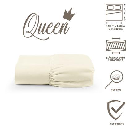 Imagem de Lençol com Elastico Queen 400 Fios Lençol de Baixo Avulso Toque Macio Palha