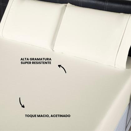 Imagem de Lençol com Elastico Queen 400 Fios Lençol de Baixo Avulso Toque Macio Palha