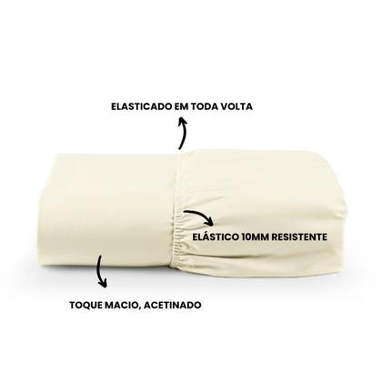 Imagem de Lençol com Elastico Queen 400 Fios Lençol de Baixo Avulso Toque Macio Palha