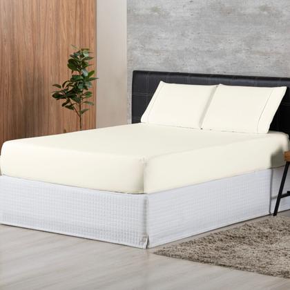 Imagem de Lençol com Elastico Queen 400 Fios Lençol de Baixo Avulso Toque Macio Palha