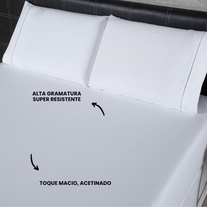 Imagem de Lençol com Elastico Solteiro 400 Fios Lençol de Baixo Avulso Toque Macio Branco
