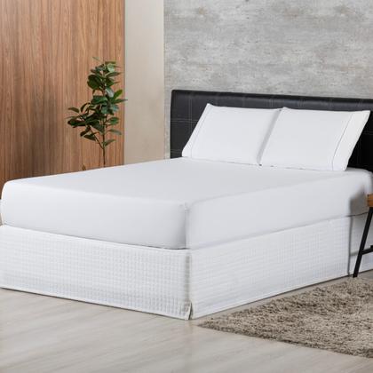 Imagem de Lençol com Elastico Solteiro 400 Fios Lençol de Baixo Avulso Toque Macio Branco