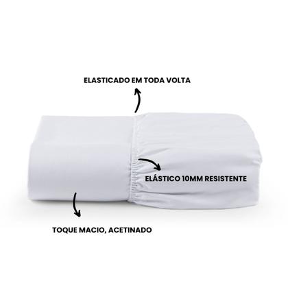 Imagem de Lençol com Elastico Solteiro 400 Fios Lençol de Baixo Avulso Toque Macio Branco