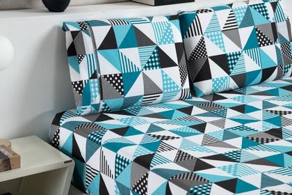 Imagem de Lençol Com Fronhas Ponto Palito King Cama Box 3 Peças Geo