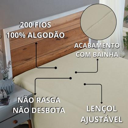 Imagem de Lençol de Baixo 200 Fios Casal Sem Elástico 100% Algodão Avulso Roupa de Cama Box