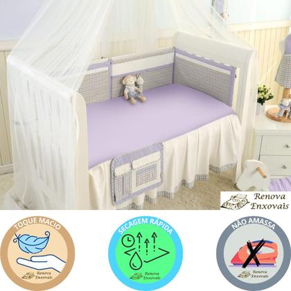 Imagem de Lençol de Berço Avulso Americano em Malha com Elástico Antialérgico Menina ou Menino- 100% Algodão - 70 cm x 1,30 m x 12 cm