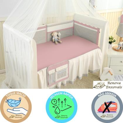 Imagem de Lençol de Berço Avulso Americano em Malha com Elástico Antialérgico Menina ou Menino- 100% Algodão - 70 cm x 1,30 m x 12 cm