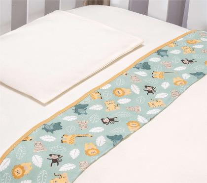 Imagem de Lençol de Berço para Bebe Menino azul 3 Peças Algodão  Safari Animais