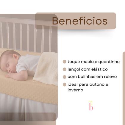 Imagem de Lençol De Berço Plush Com Elástico Avulso Macio Poa Quentinho
