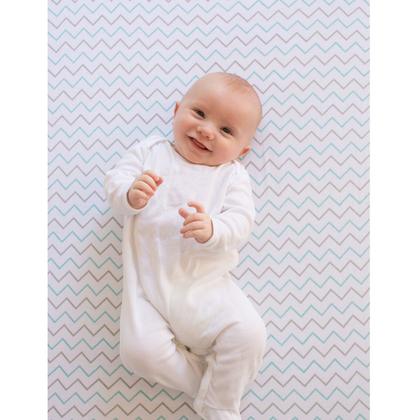 Imagem de Lençol de berço Ziggy Baby Fitted Jersey de algodão azul/cinza Chevron