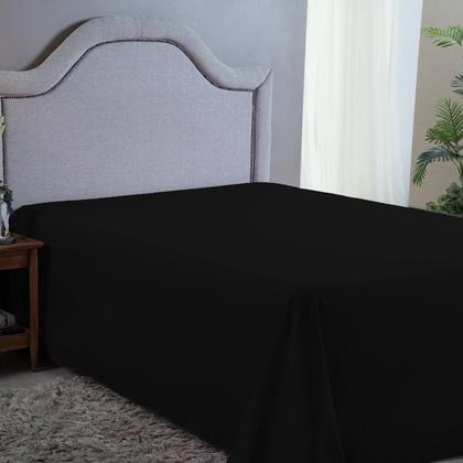 Imagem de Lençol de Cama Casal 400 Fios Liso Micro Percal Sem Elástico Cama Box Avulso