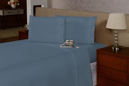 Imagem de Lençol de Cima Solteiro c/ Ponto Palito Percal Flex 400 Fios Macio