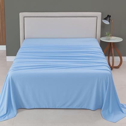 Imagem de Lençol de Cima Solteiro Malha 100% Algodão Avulso sem Elástico Azul Bebê