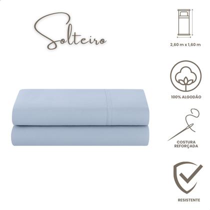 Imagem de Lençol de Cima Solteiro Malha 100% Algodão Avulso sem Elástico Azul Bebê