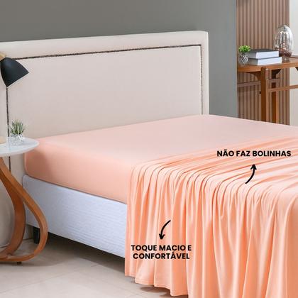 Imagem de Lençol de Cima Solteiro Malha 100% Algodão Avulso sem Elástico Salmão