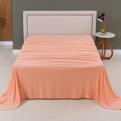 Imagem de Lençol de Cima Solteiro Malha 100% Algodão Avulso sem Elástico Salmão