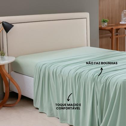 Imagem de Lençol de Cima Solteiro Malha 100% Algodão Avulso sem Elástico Verde Musgo