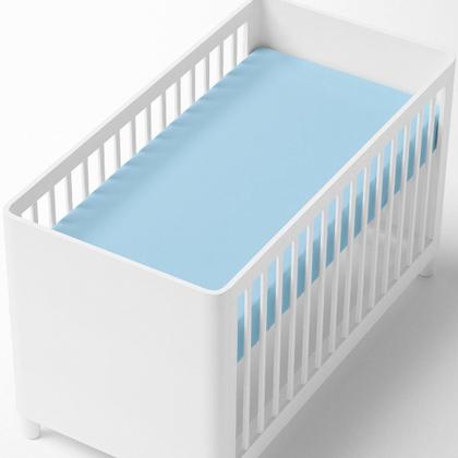 Imagem de Lençol de Elástico Avulso Berço Americano 70cm x 130cm x 15cm Azul Arrumadinho Enxovais