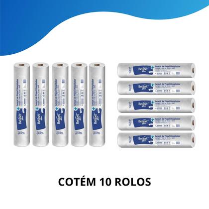 Imagem de Lençol de Papel Hospitalar de 70cm x 50m  Branco C/ 10 rolos