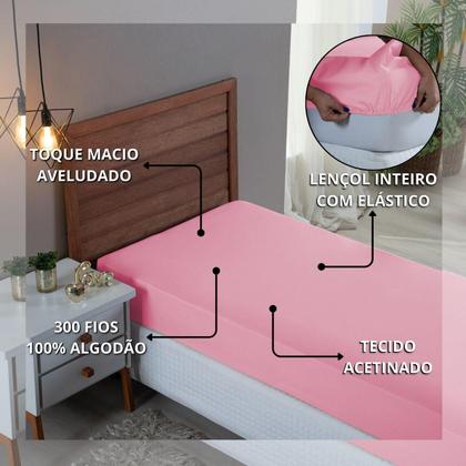 Imagem de Lençol Infantil Solteiro 300 Fios Algodão com Elástico Revenda