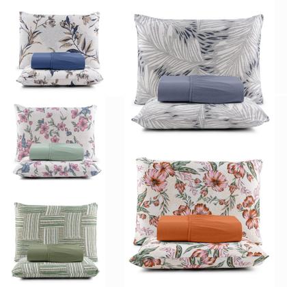 Imagem de Lençol King 3 Peças 100% Algodão com Elástico e Fronha