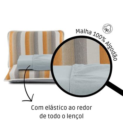 Imagem de Lençol King 3 Peças 100% Algodão com Elástico e Fronha