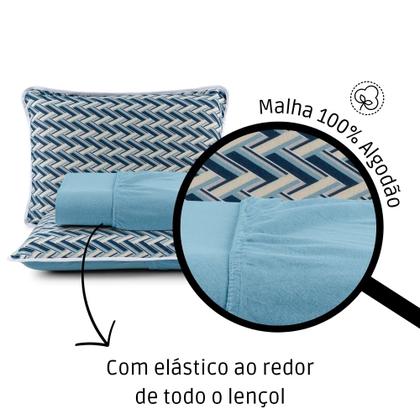 Imagem de Lençol King 3 Peças 100% Algodão com Elástico e Fronha