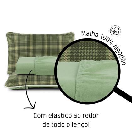 Imagem de Lençol King 3 Peças 100% Algodão com Elástico e Fronha
