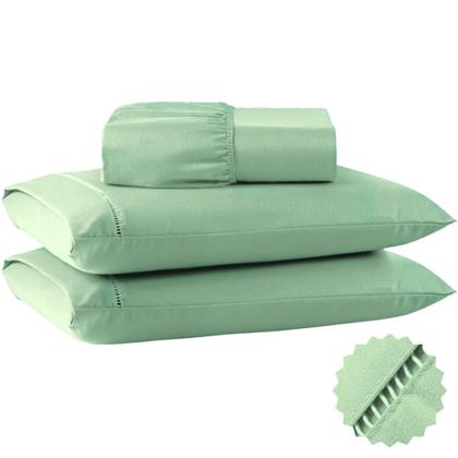 Imagem de Lençol King 3 Peças Algodão Jogo De Cama Com Elastico Em Toda Volta Reforçado