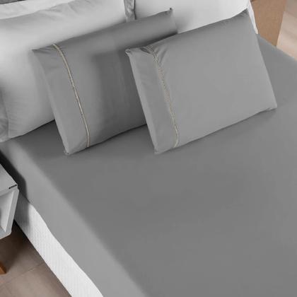 Imagem de Lençol King 3 Peças Algodão Jogo De Cama Com Elastico Em Toda Volta Reforçado