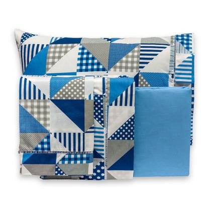 Imagem de Lençol King 6 pçs Fronhas com Ponto Palito Estampado Percal 180 fios