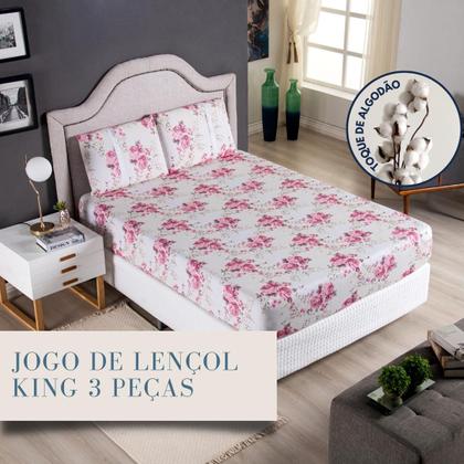 Imagem de Lençol King Estampado Com Elástico Malha 100% Algodão Macio