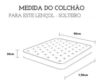 Imagem de Lençol Malha Solteiro Box Liso (Fio 30/1) C/ Elástico + 01 Porta Travesseiro com Zíper e Lese