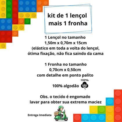 Imagem de Lençol Mini Cama C/ Elástico + Fronha 70x50 Percal 200 Fios