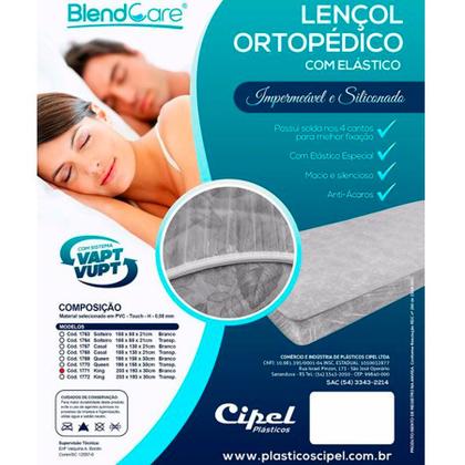 Imagem de Lençol Ortopédico Impermeável com Elástico King Branca