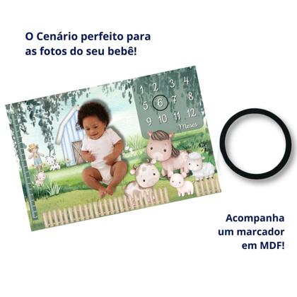 Imagem de Lençol Painel Cenário de Foto Mêsversário Fazendinha Menino