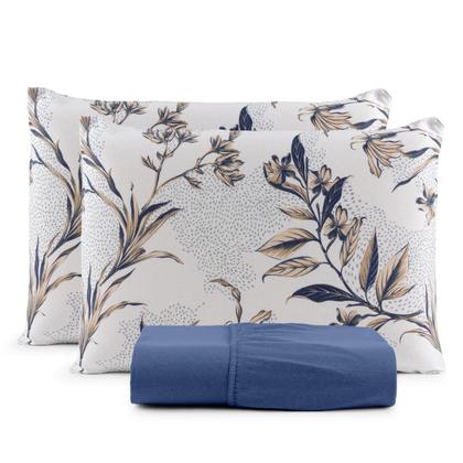 Imagem de Lençol Queen 3 Peças 100% Algodão com Elástico e Fronha