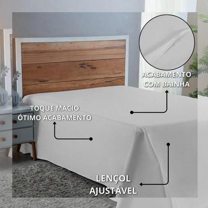 Imagem de Lençol Queen 300 Fios Virol de Algodão Sem Elástico Ultra Macio