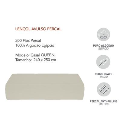 Imagem de Lençol QUEEN Algodao Egipcio 200 Fios Percal Nude Fend 1un