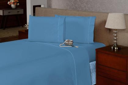 Imagem de Lençol Queen de Cima c/ Vira e Ponto Palito Percal Flex 400 Fios