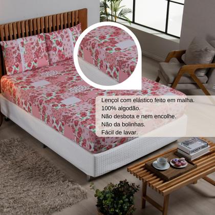Imagem de Lençol Queen Estampado Com Elástico Malha 100% Algodão Macio