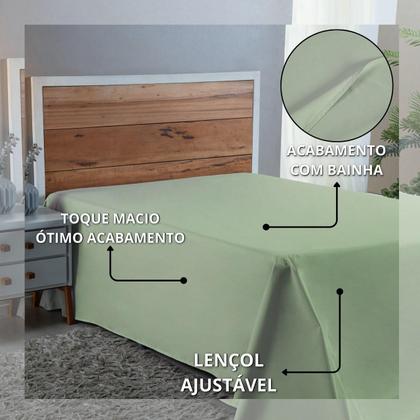 Imagem de Lençol Queen Percal 300 Fios Sem Elástico Algodão Extra Macio Padrão