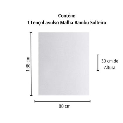 Imagem de Lençol Solteiro Avulso Malha 100% Bambu C/Elástico Buettner