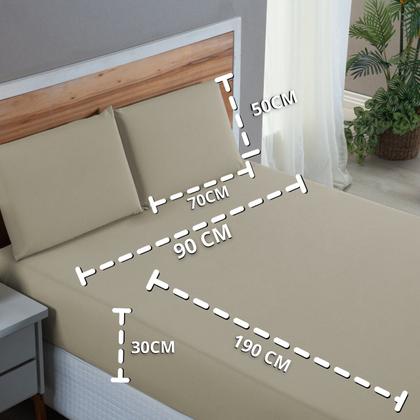 Imagem de Lençol Solteiro com Elástico e Fronha 200 Fios 100% Algodão 2 peças