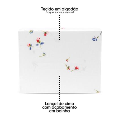 Imagem de Lençol Solteiro De Cima Bainha Estampado Percal 180 Fios Sem Elástico Coleção 2025