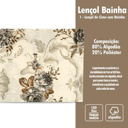 Imagem de Lençol Solteiro De Cima Bainha Estampado Percal 180 Fios Sem Elástico Coleção 2025