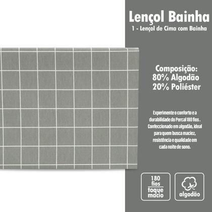 Imagem de Lençol Solteiro De Cima Bainha Estampado Percal 180 Fios Sem Elástico Coleção 2025