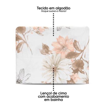 Imagem de Lençol Solteiro De Cima Bainha Estampado Percal 180 Fios Sem Elástico Coleção 2025