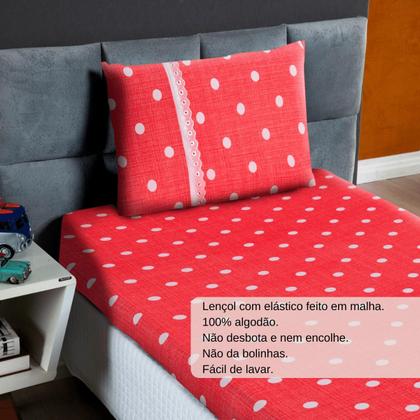 Imagem de Lençol Solteiro Estampado Elástico 100% Algodão Varias Cores